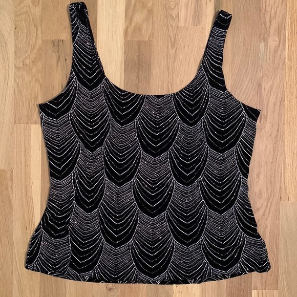 ALEX Evenings Sparkly Glittered Black Tank Top Geometric Design Women’s XL - Picture 1 of 13